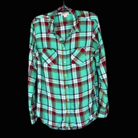 Merona Tops - Green/White Plaid Button Down Top